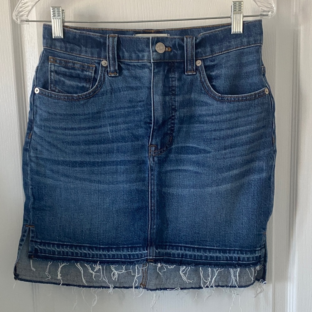 Madewell Frayed Hem Denim Mini Skirt
